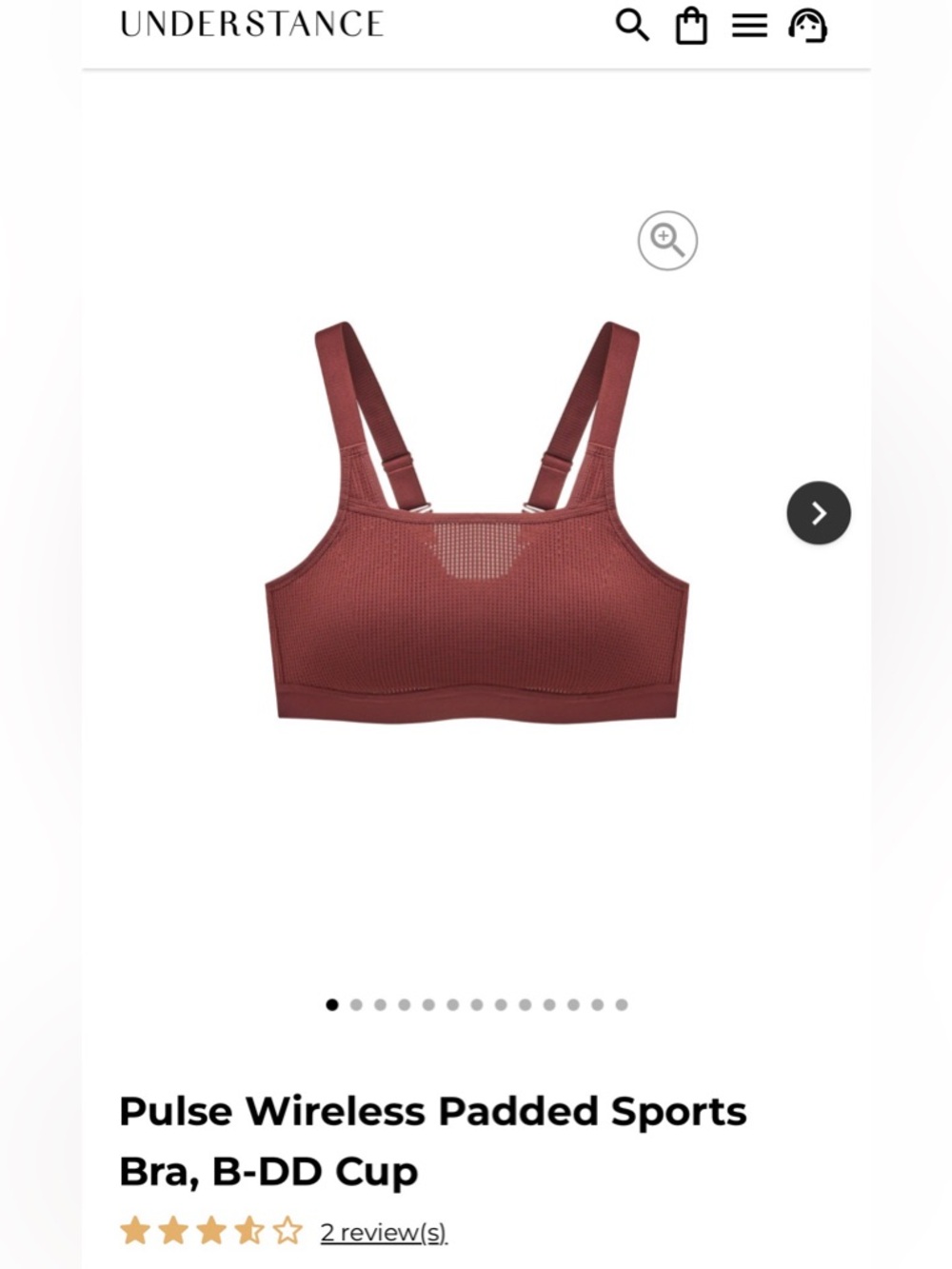 NWOT Understance Pulse FlexWire Sports Bra in Merlot 42D/DD